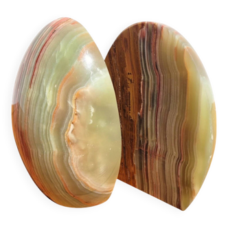 Paire de serre livres en pierre Onyx