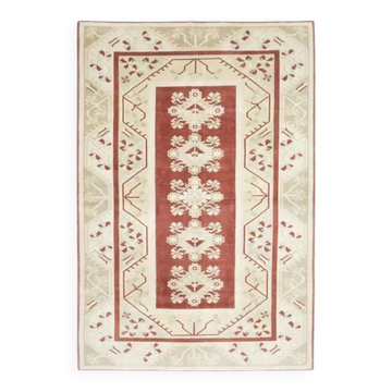 Tapis en laine et coton turc noué à la main rouge 202x301