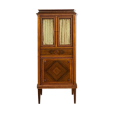 Cabinet bibliothéque Louis XVI en marqueterie de noyer vers 1850-1880