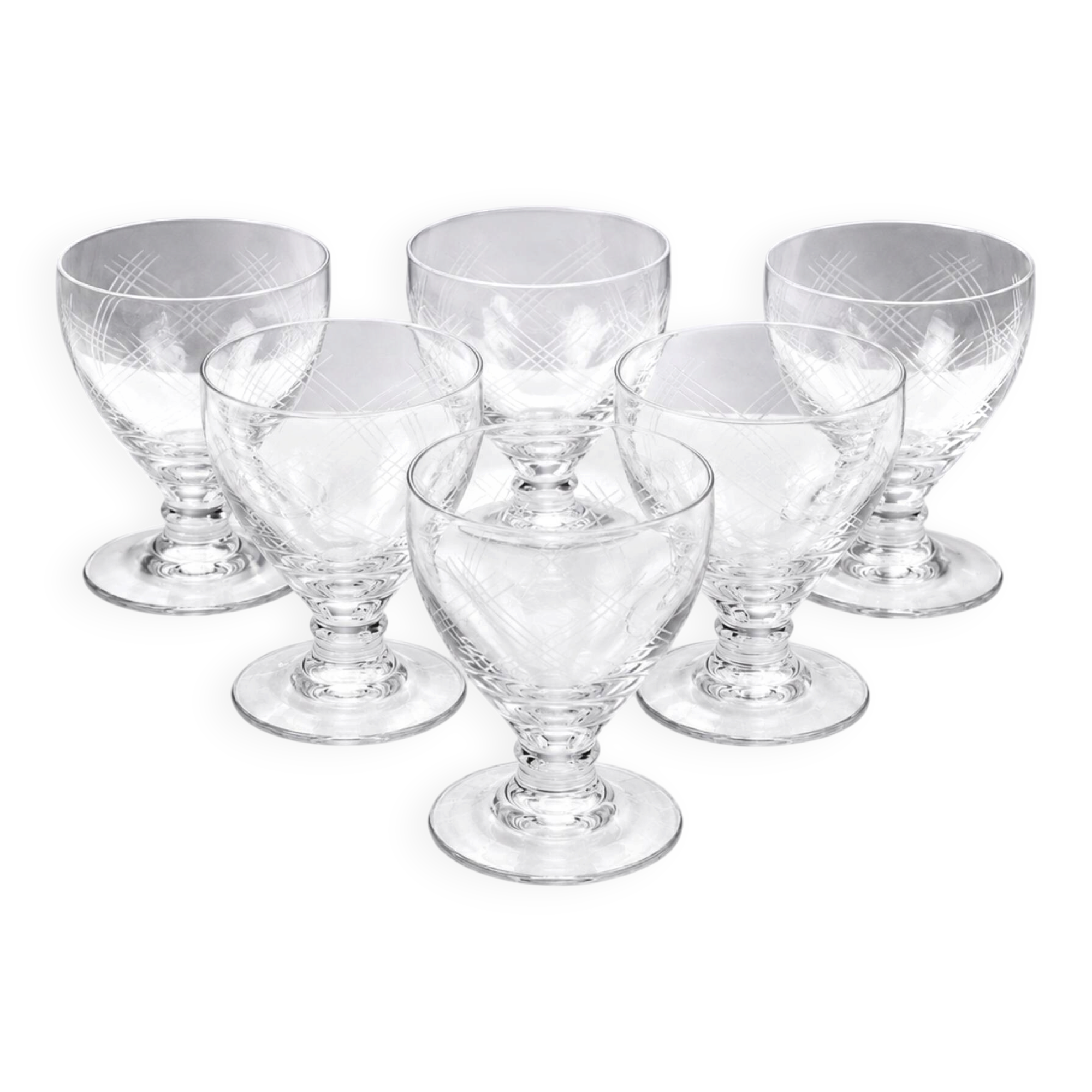 6 crystal glasses 1930 art deco