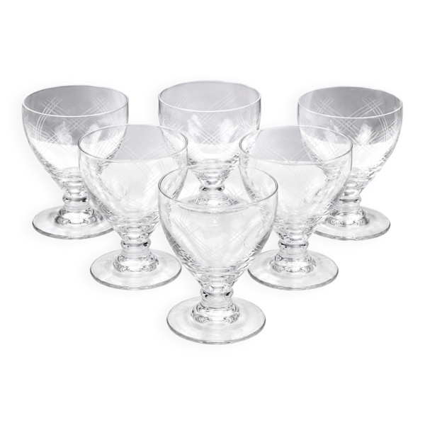 6 verres en cristal 1930 art deco