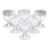 6 crystal glasses 1930 art deco