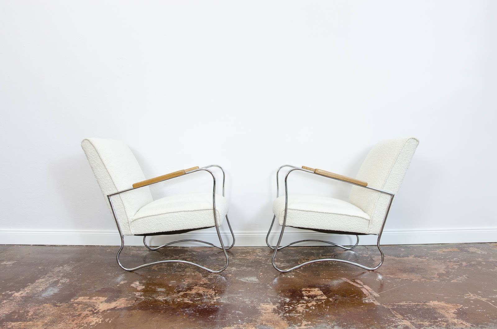Chaises en métal par Wschód, années 1950, Pologne, ensemble de 2