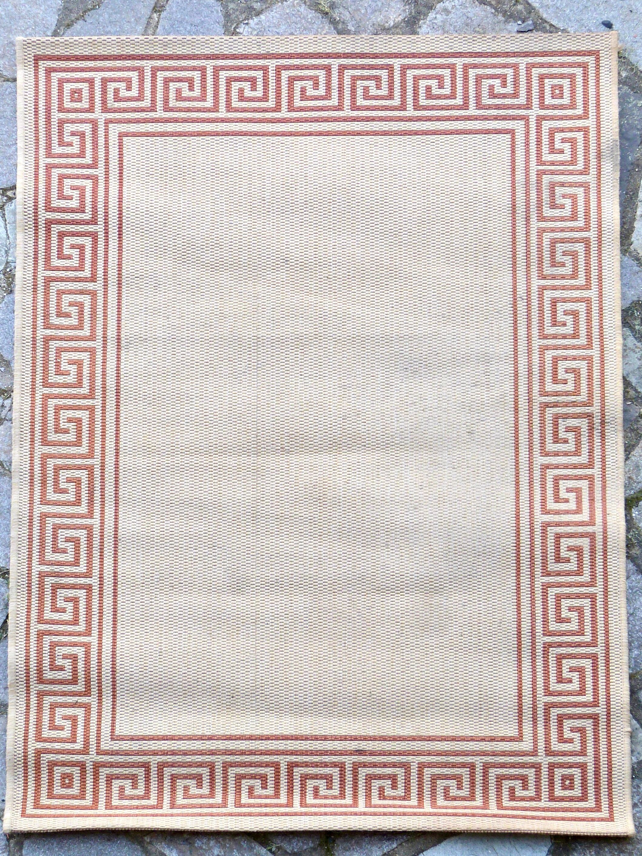 Beige jute and terracotta rug - 168x118cm