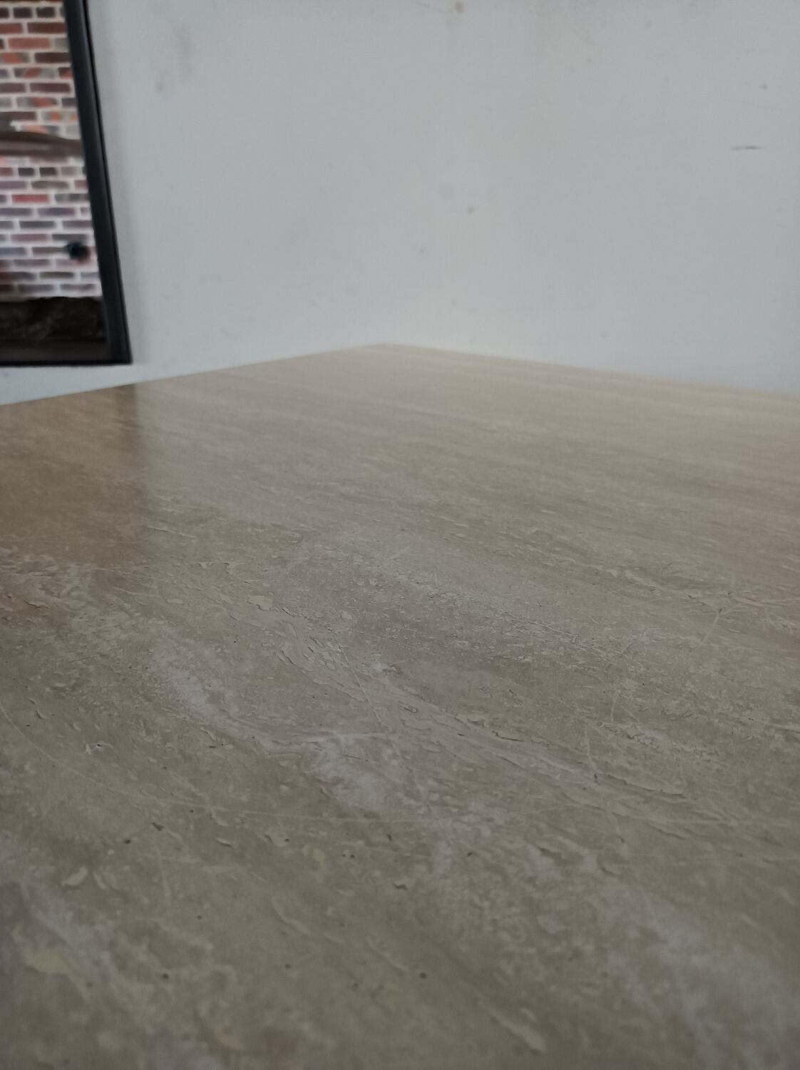 Large travertine coffee table drop shape