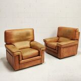 Pair of leather armchairs, 1970