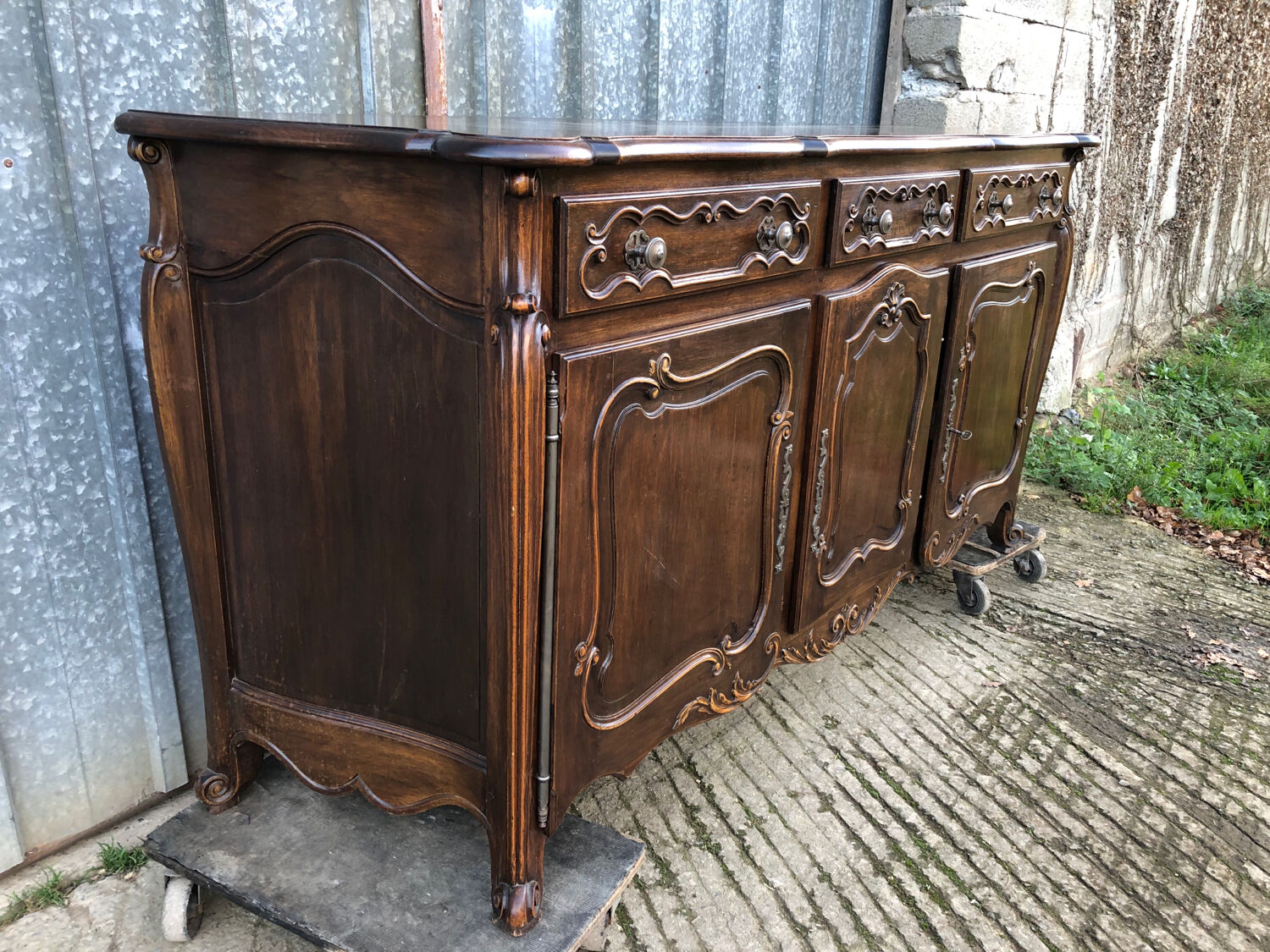 Louis XV style sideboard in solid walnut