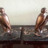 Frajou - Paire de Serre-livres aux oiseaux Pic & marbre portor