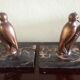 Frajou - Pair of Bookends with Birds, Woodpecker & Portor Marble