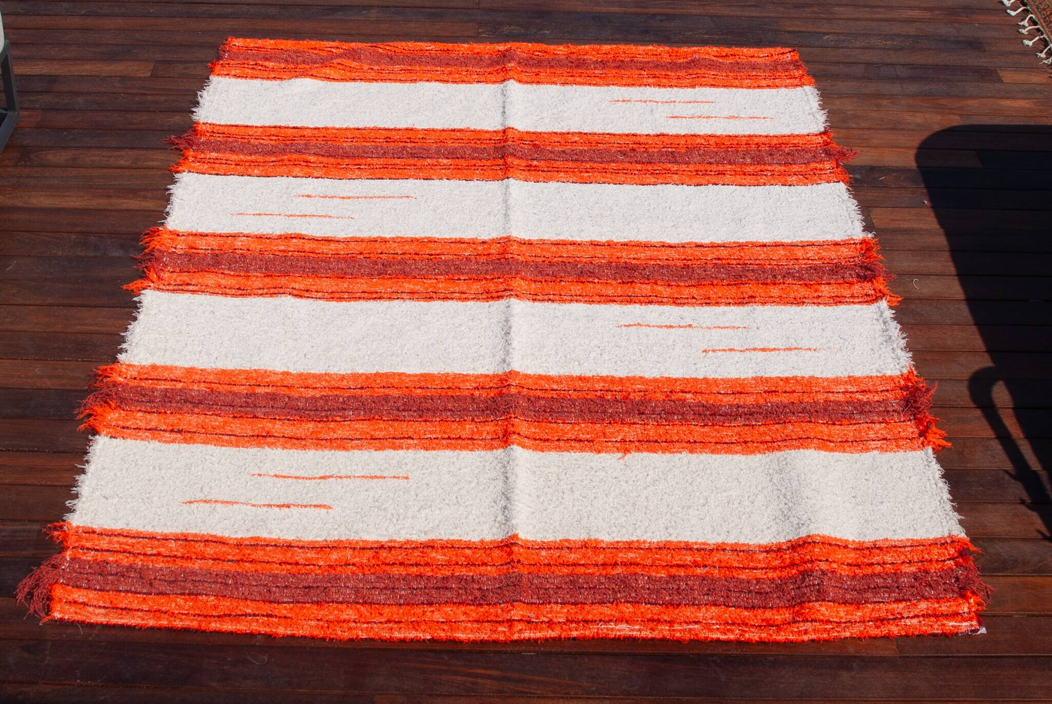 Handmade recycled cotton rug - Orange
