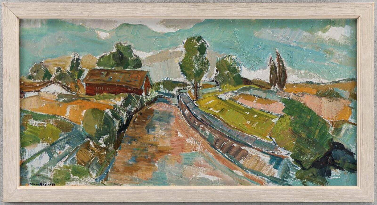 Original Swedish Oil On Panel – “Landscape” By Sture Haglundh – Signed – Vintage & Framed – 70 × 37.5 Cm (27.6" × 14.8")