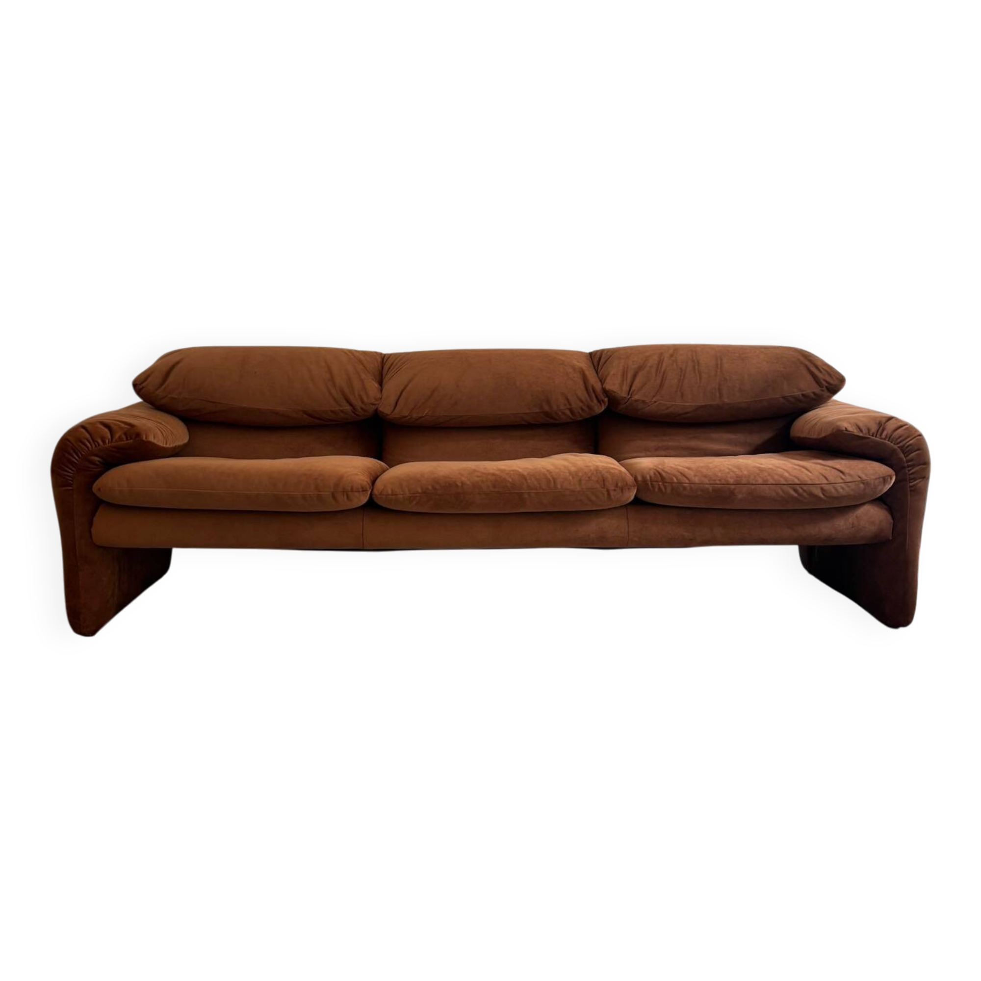 Maralunga 3-seater sofa in brown velvet