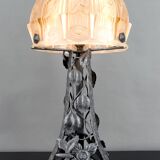 Important Art Deco Wrought Iron Lamp, by Bartelemie, France, Circa 1925