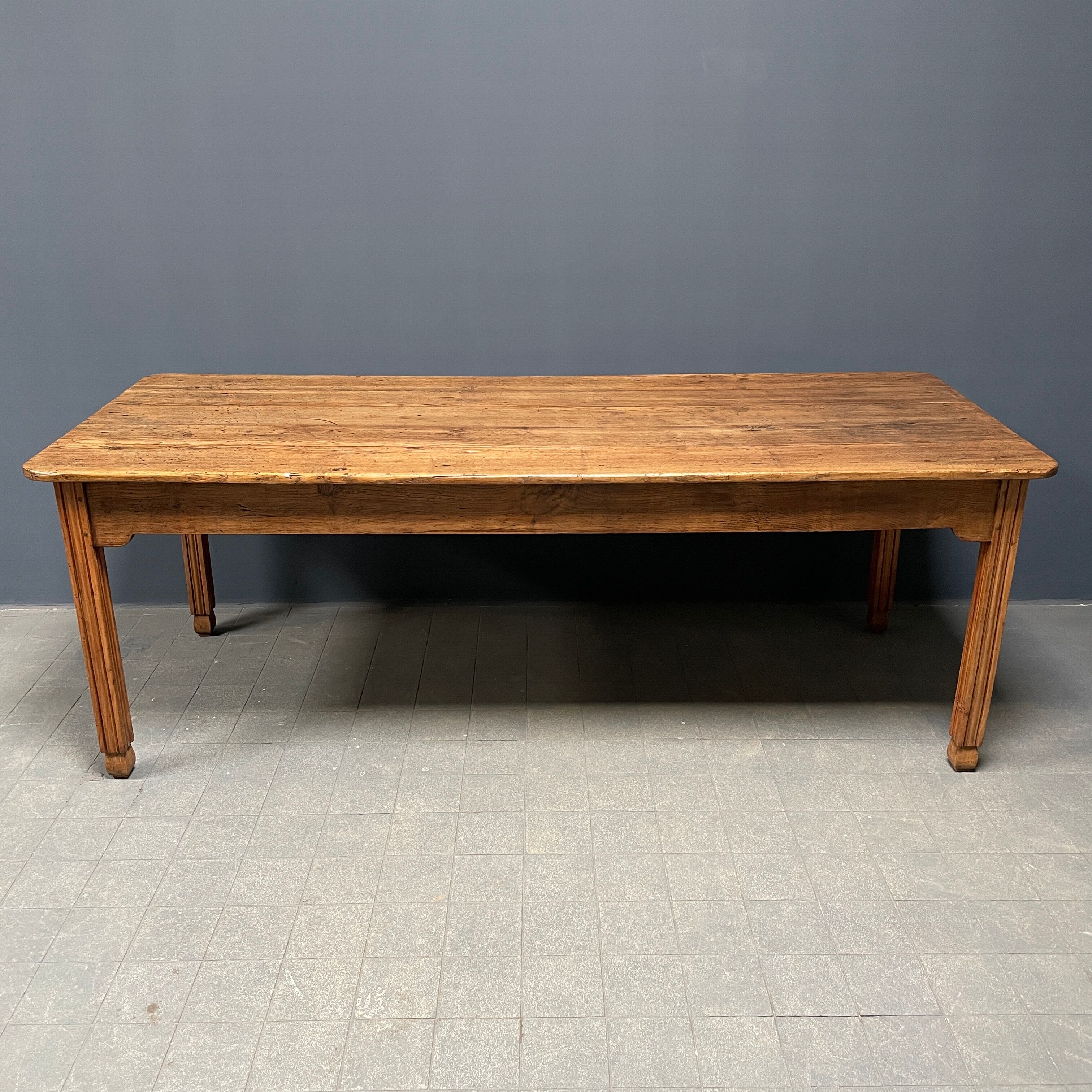 Large oak farmhouse table from France, early 1900s