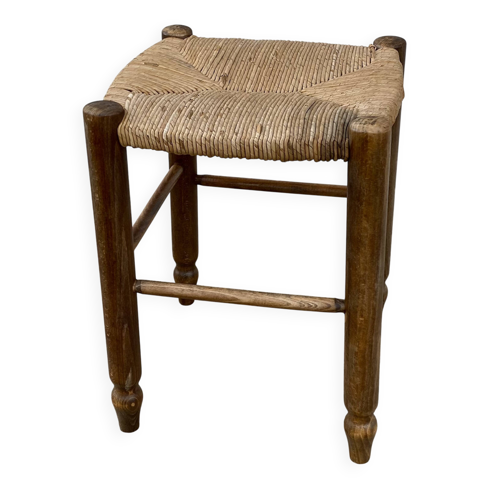 Tabouret paillé vintage 1950-60