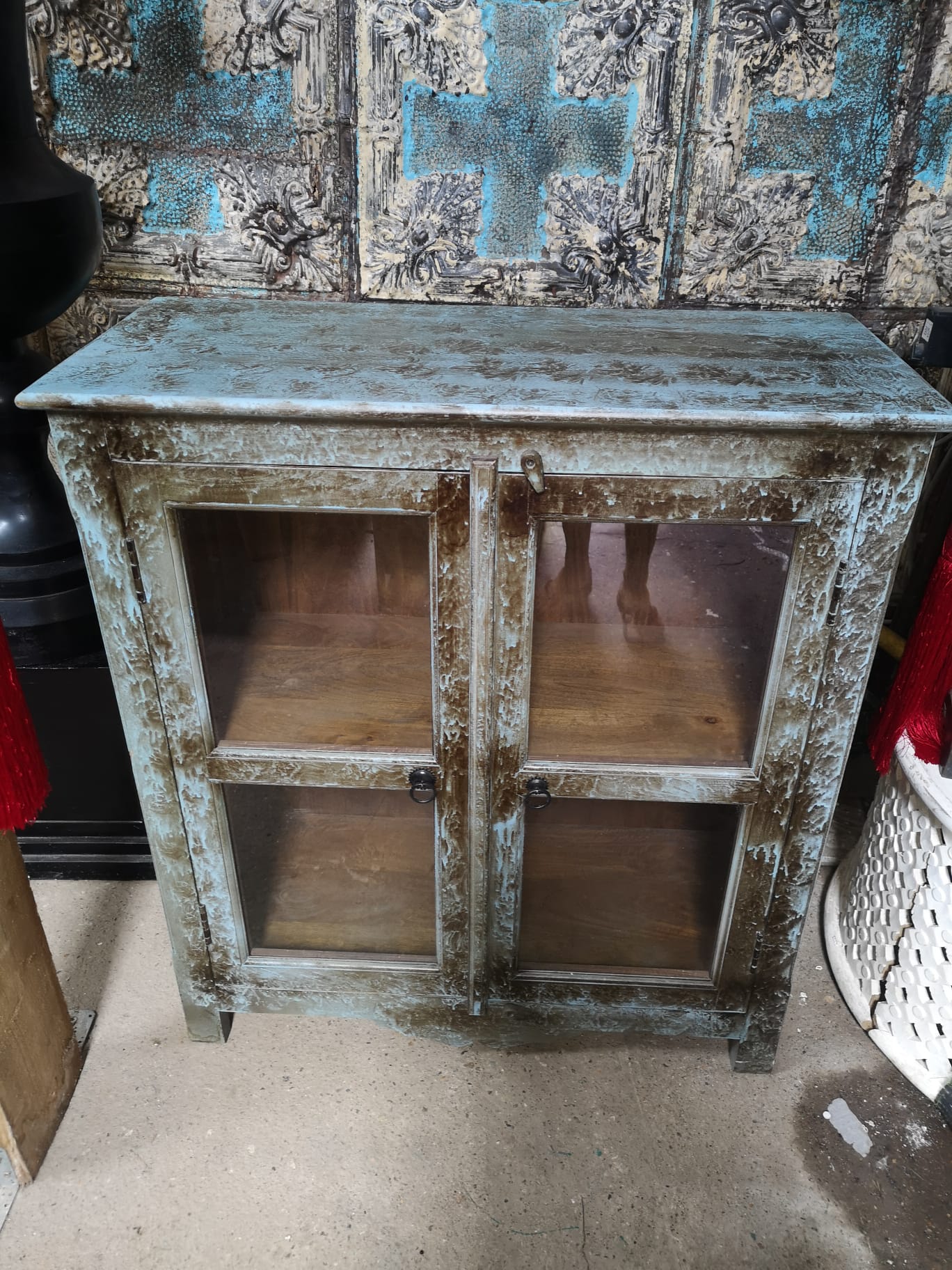 Exotic wood display cabinet