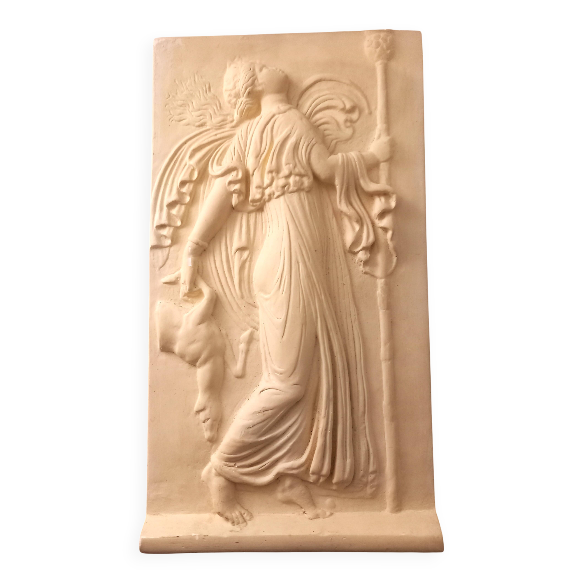 Bas-relief, museum replica, dancing maenad, ancient Greece, handmade plaster cast