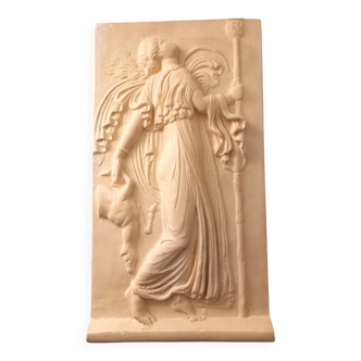 Bas-relief, museum replica, dancing maenad, ancient Greece, handmade plaster cast