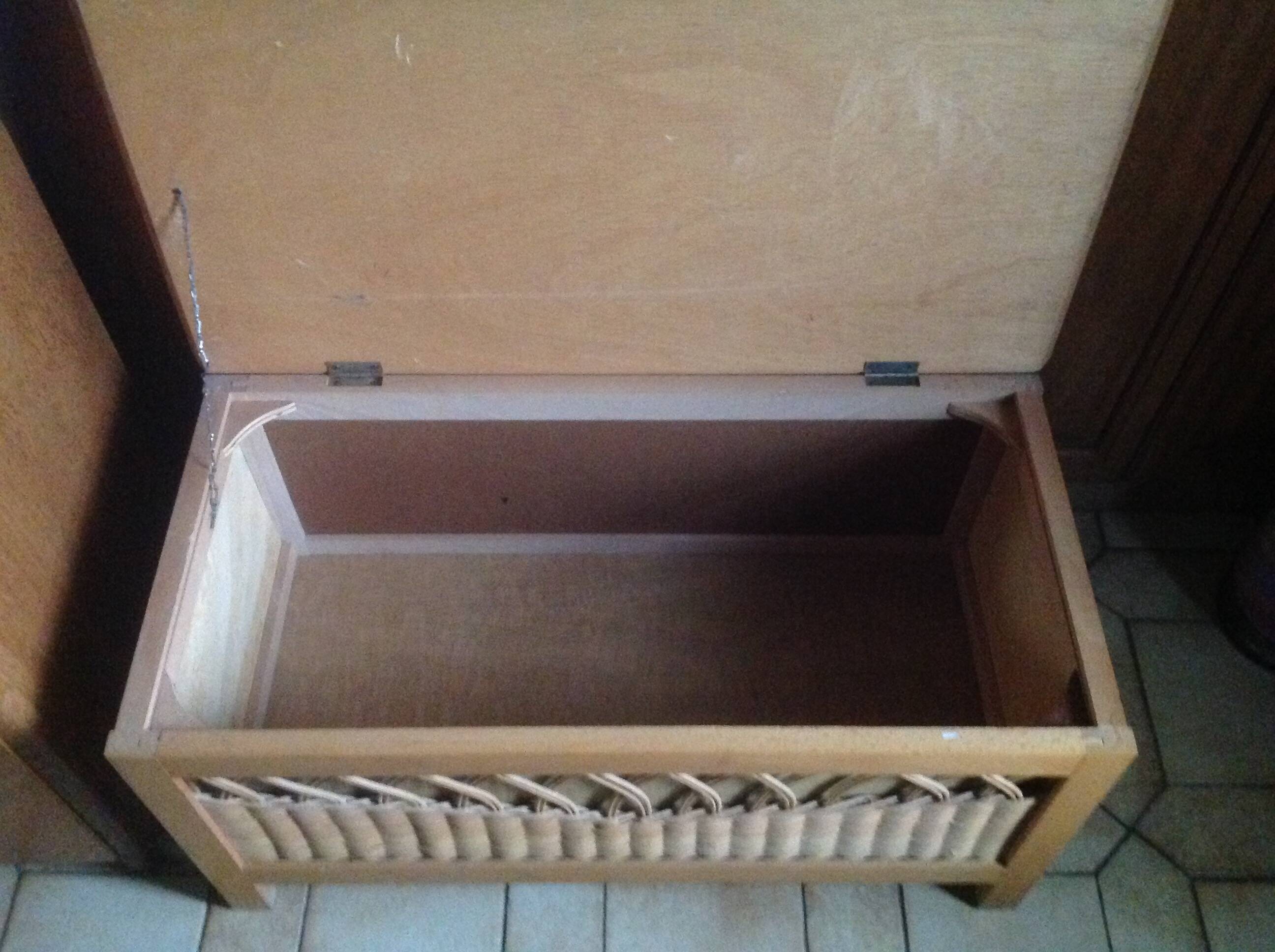 Vintage wooden and rattan toy chest