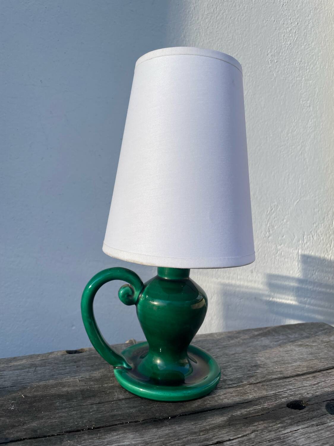 Vallauris lamp in green ceramic