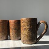 Set of 3 mugs/cups in pyrite sandstone
