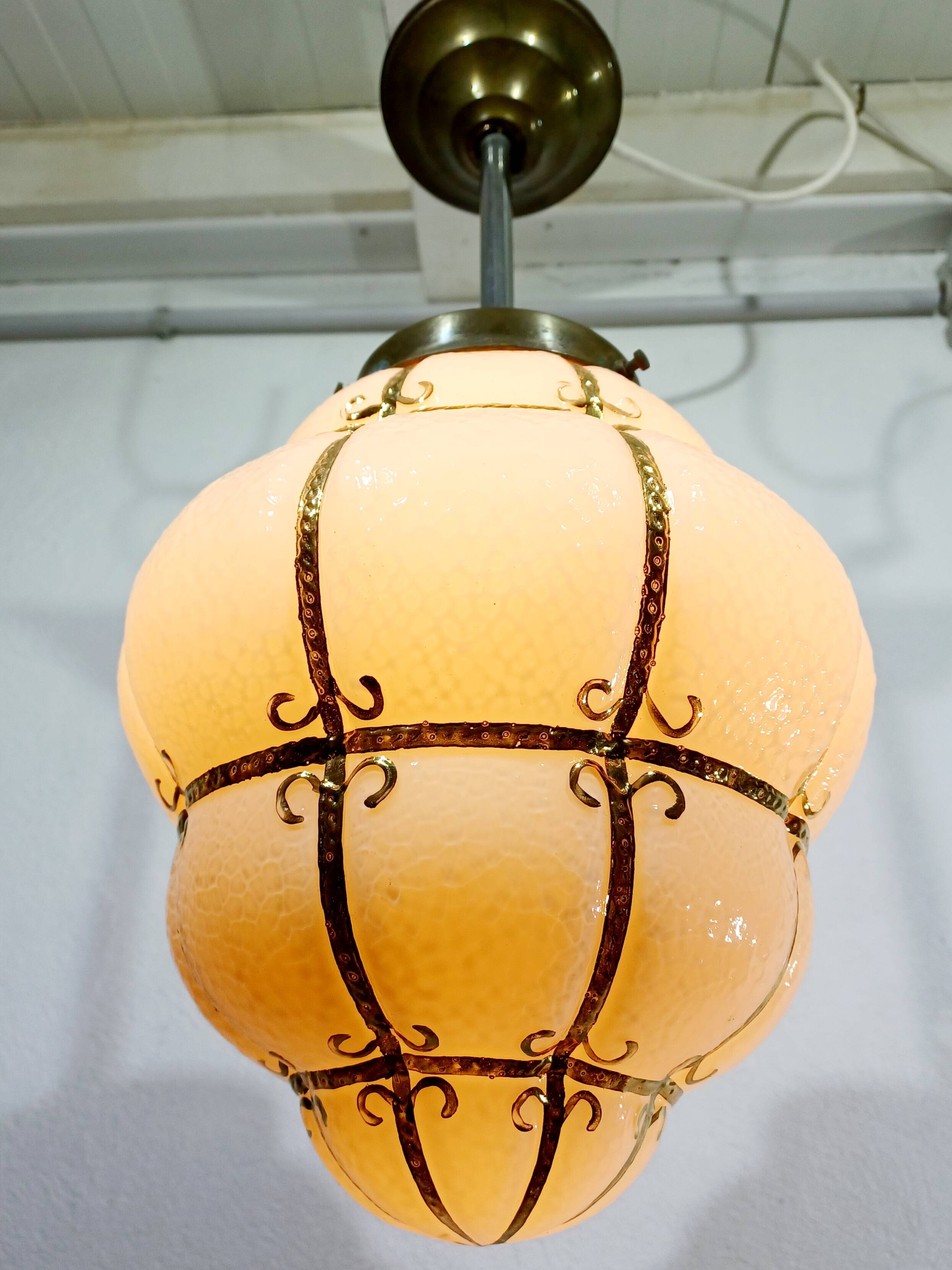 Pink Blown Glass Pendant Light