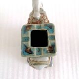 Elephant statue Polychrome ceramic sculpture signed