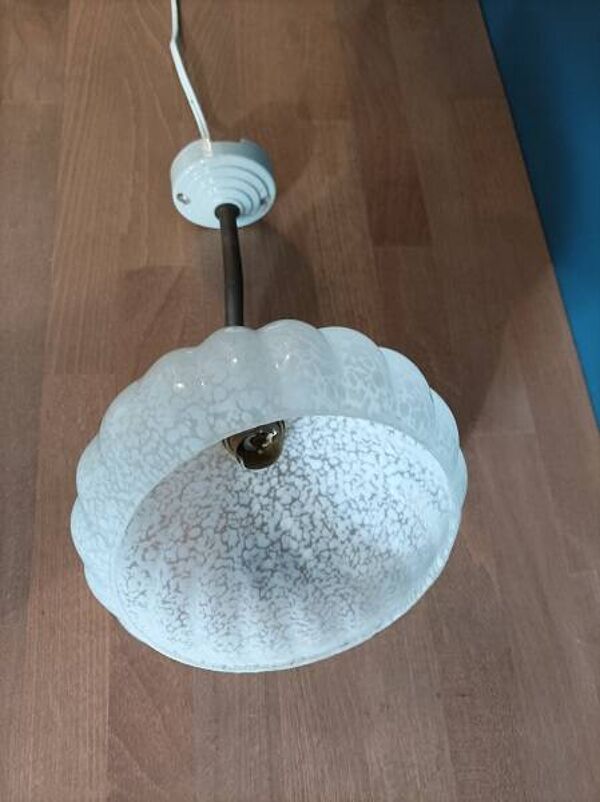 Applique lampe globe clichy coquille base laiton porcelaine