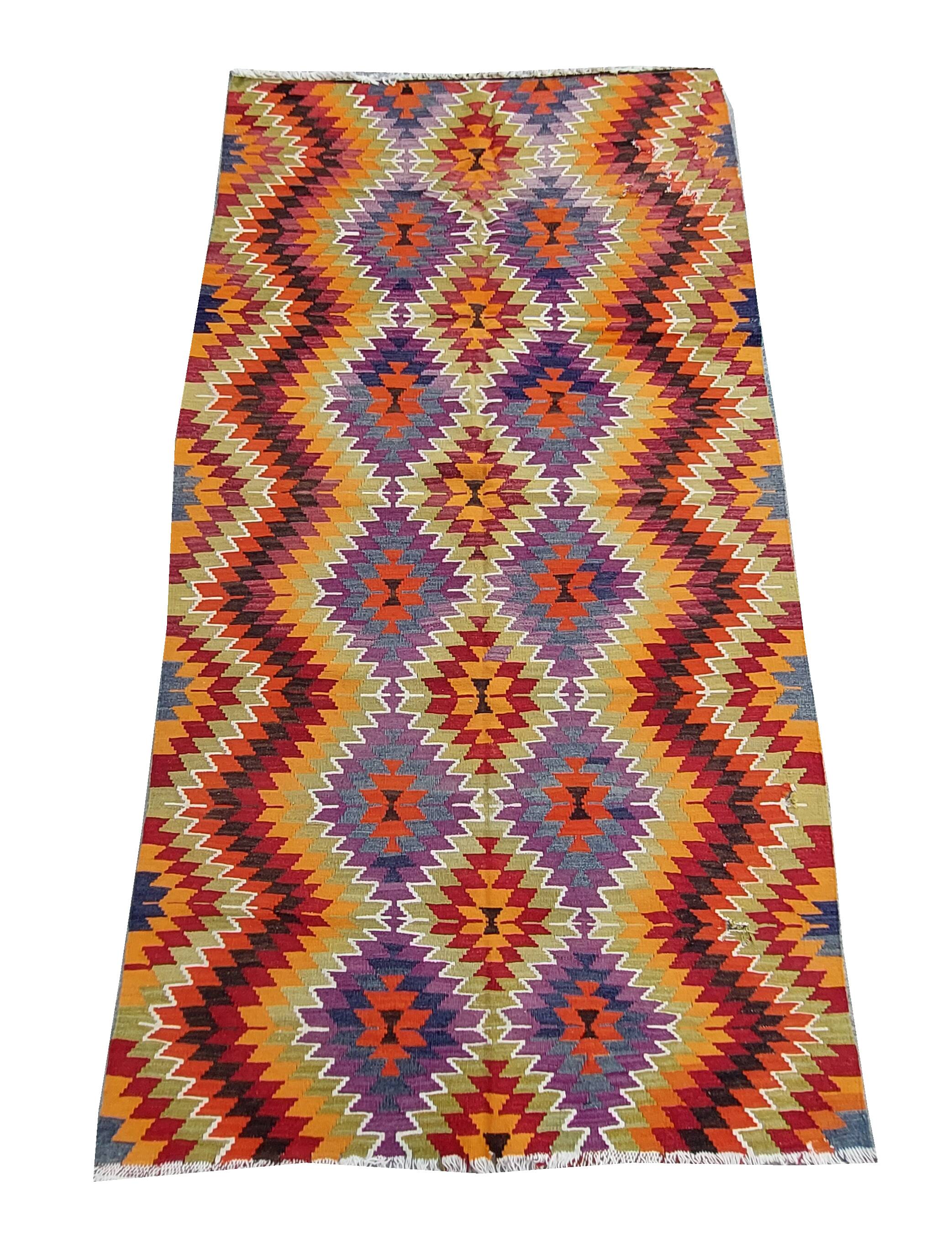 Turkish kilim rug,235x159 cm,MYK-1623