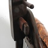 Brutalist oak lounge chair and ottoman, 1970s, set of 2