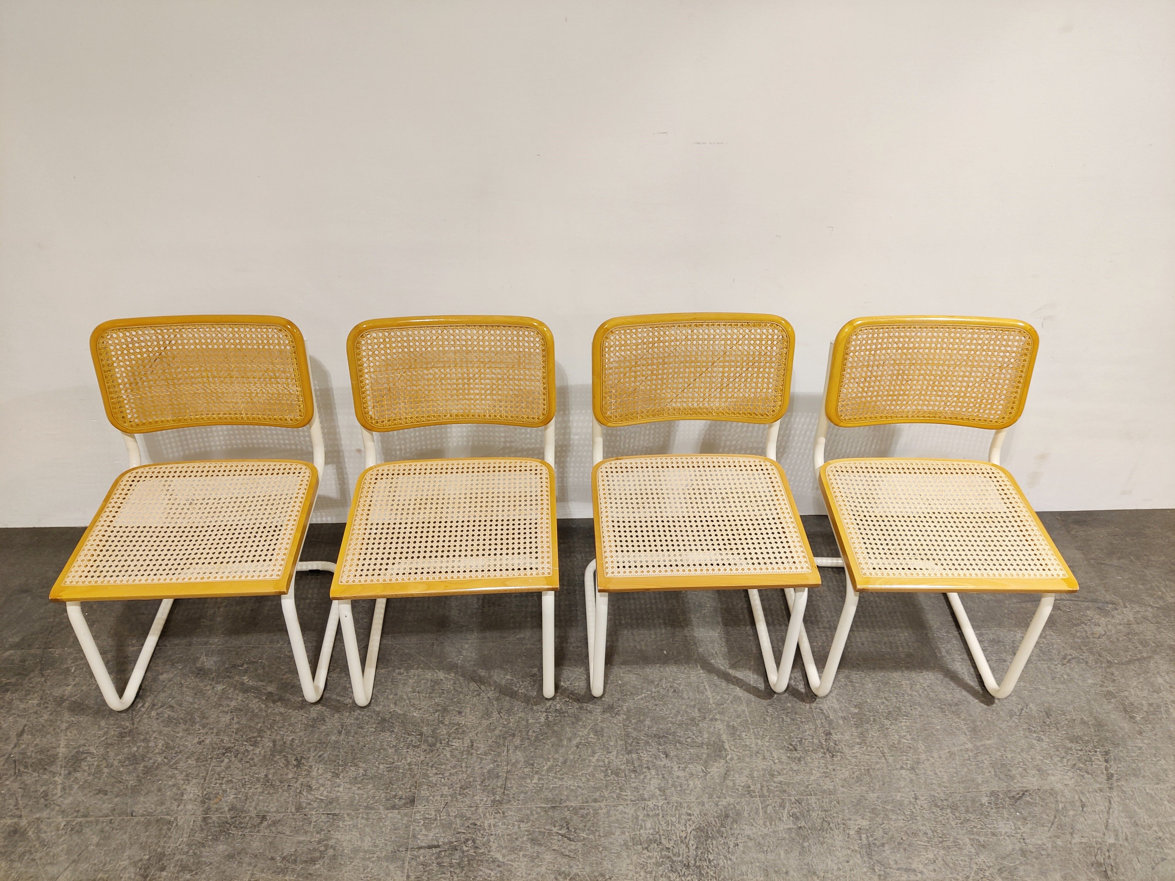 Set of 4 vintage Marcel Breuer Cesca chairs, made in italy, 1970s