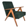 Fauteuil compas restauré, tissu vert forêt, bois de teck, 1960