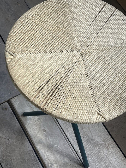 LaPalma folding chairs set of 2, dark green metal & woven cord, Italy, 1970s