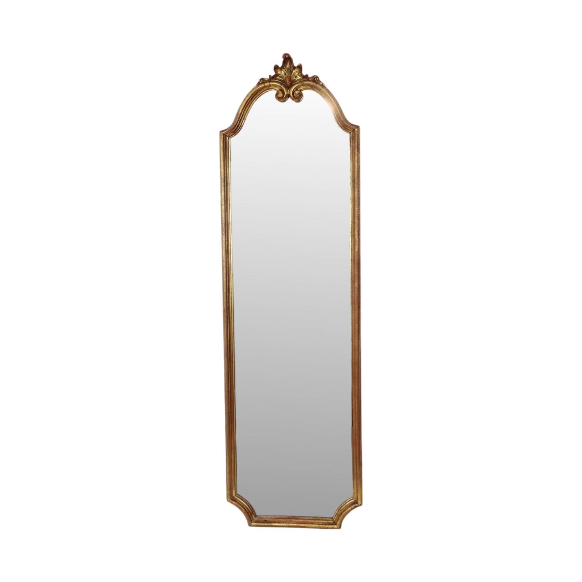Deknudt Narrow Hall Mirror Gold Gilded Classic Acanthus Crown 138cm