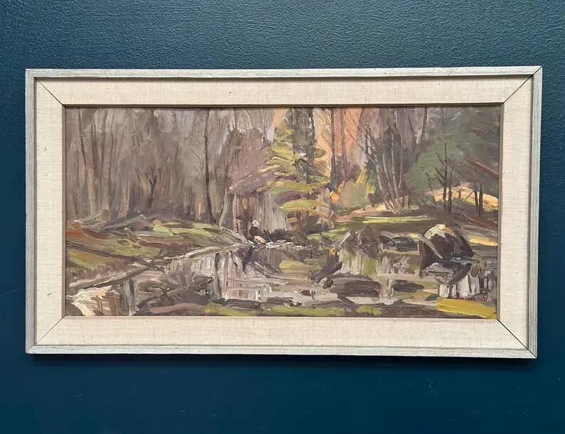 Original Swedish Oil on Panel – “Old Sawmill, Apelnäs Roasjö” by Gunnar Svensson – Dated 1962 – Vintage & Framed