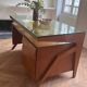 Mid-century Gio Ponti desk / Italian desk with a wooden and glass top
