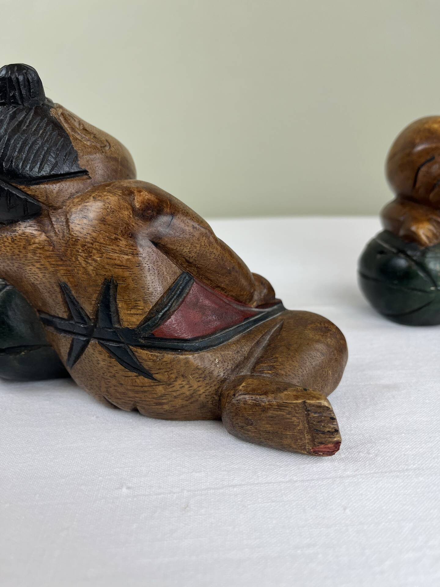 Carved wooden bookends