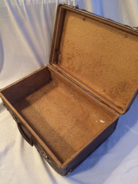 Small suitcase vintage wood and cardboard