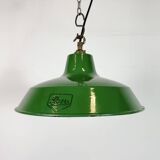 Industrial Green Enamel Factory Pendant Lamp from Revo, 1950s