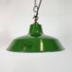 Suspension industrielle en tôle émaillée verte par Revo, années 1950