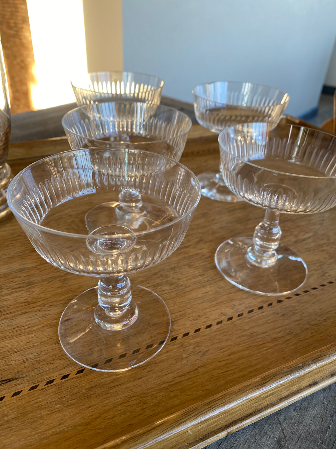 5 crystal champagne glasses
