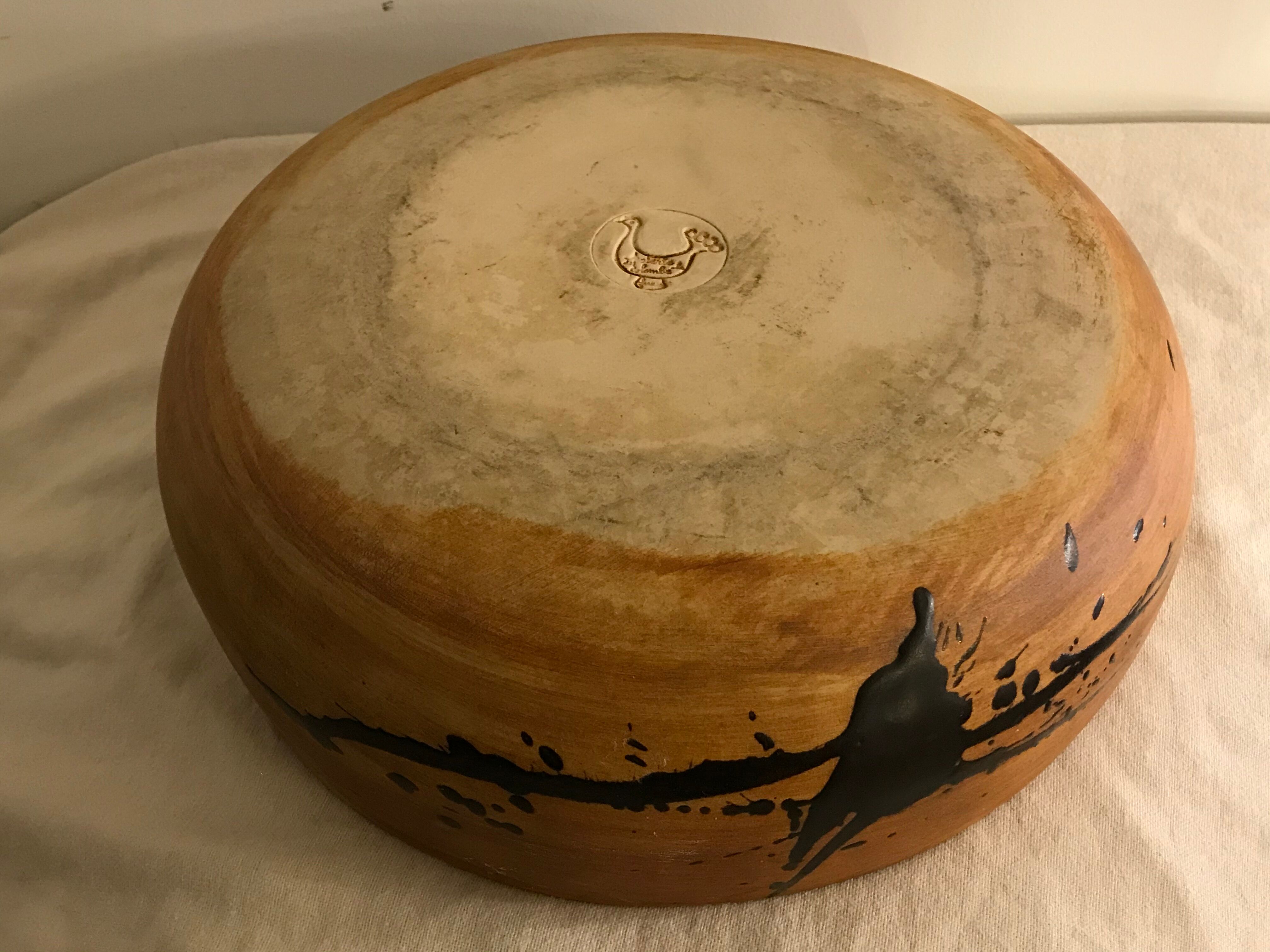 Saladier or serving dish in enamelled sandstone La Poterie de la Colombe