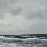 Large Oil on Marine Canvas signed F. Carbu – 20th