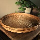 Large round wicker tray