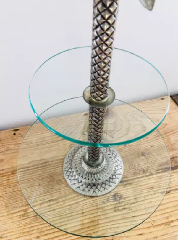 Servant in glass and silver metal palm tree