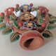 Mexican Vintage Candlestick Tree of Life Handmade Pottery
