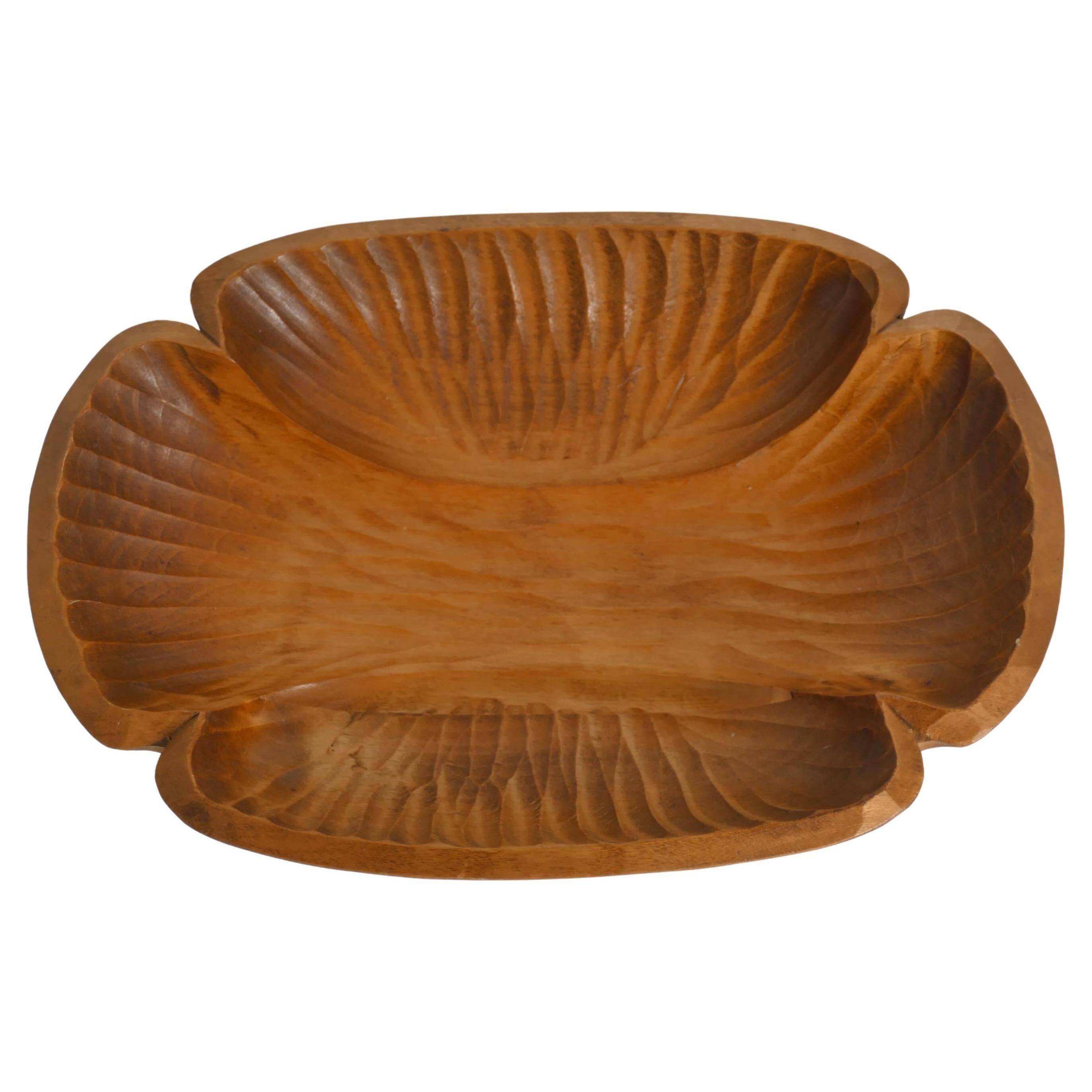 Folk Art Hand-carved Wood Bowl, Sweden 1930s
