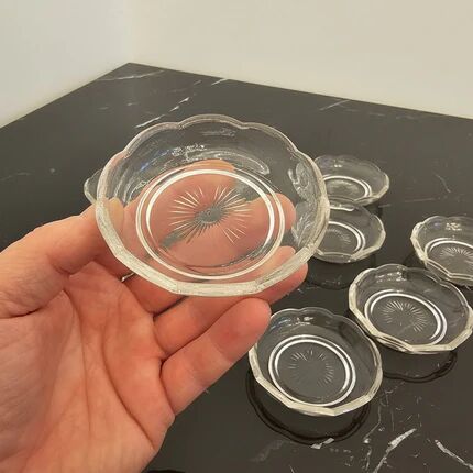 Set of 10 small crystal bowls from Val Saint Lambert.