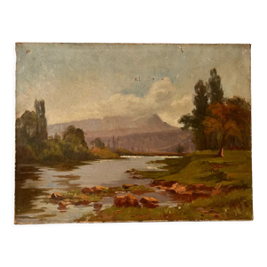 Paysage, huile sur toile