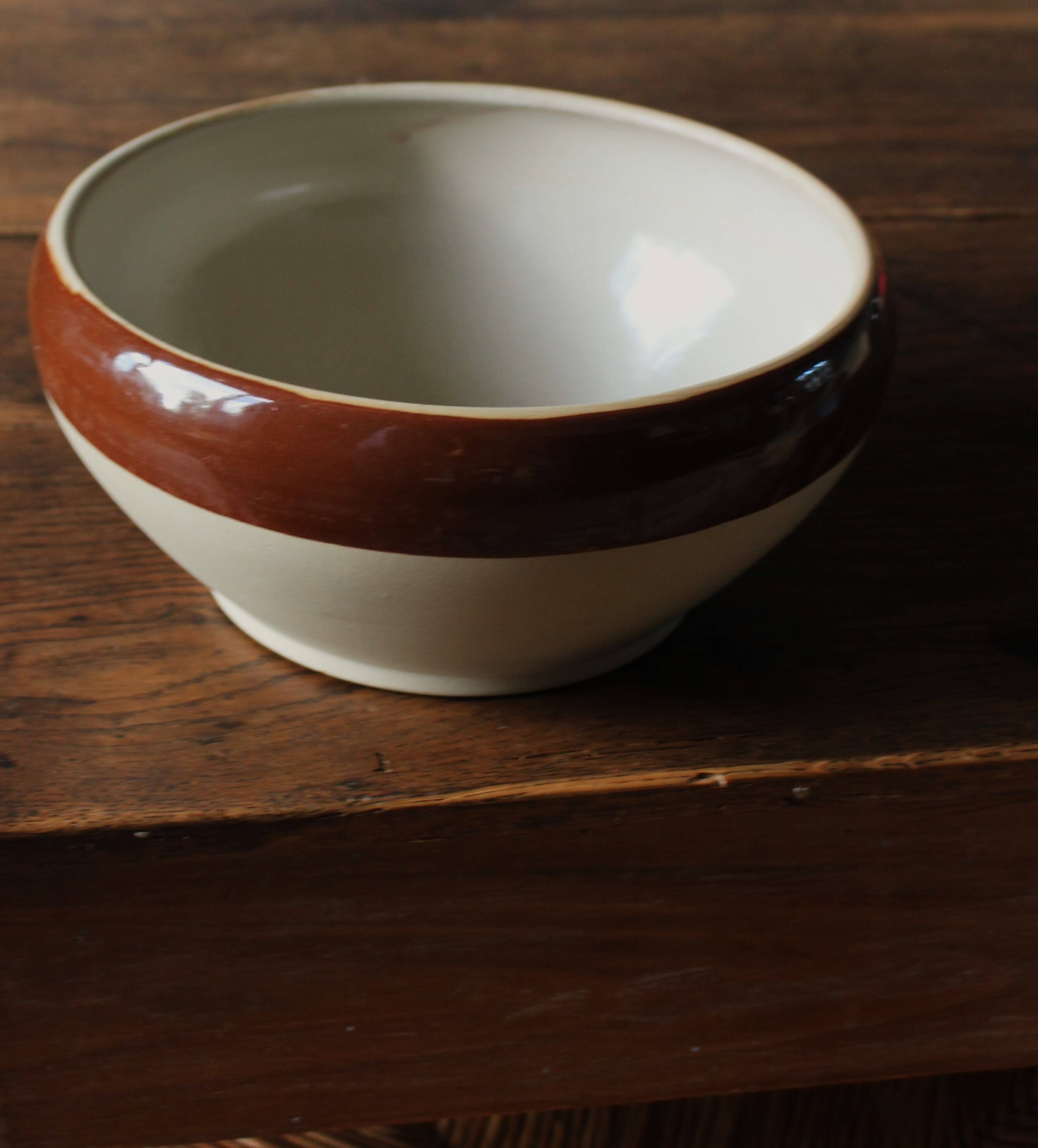 Digoin two-tone glazed vintage stoneware salad bowl